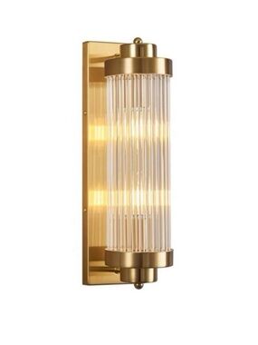 Modern Gold Cylinder Wall Sconce with Ribbed Glass